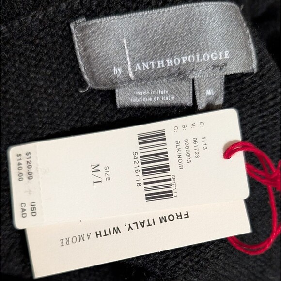 NWT Anthropologie Copley black wool blend open front cardigan M/L shawl collar - Picture 4 of 10